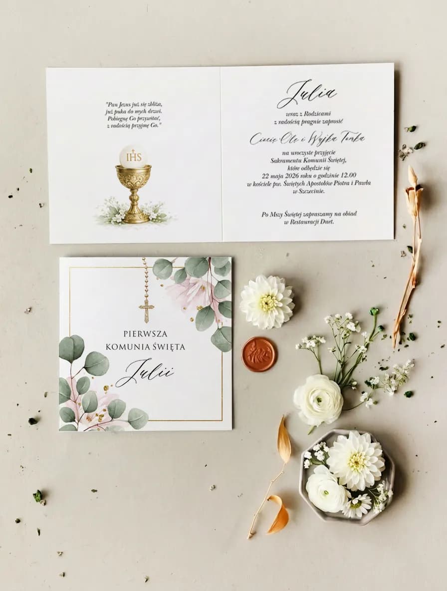 Eucalyptus First Holy Communion Invitation – Matilda No. 8