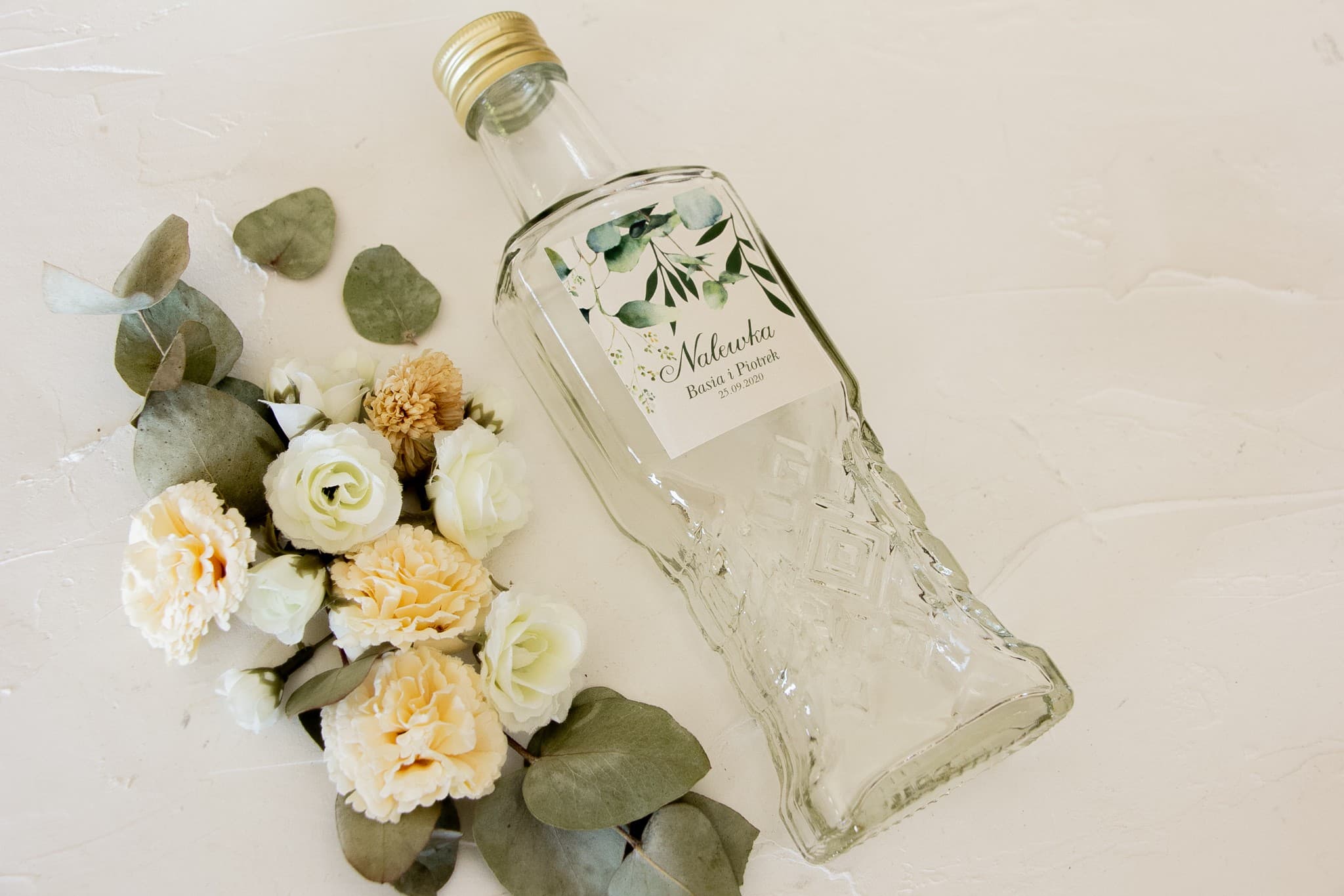 Eucalyptus Wedding Liqueur Bottles | Glass Wedding Favours | Korani No. 3