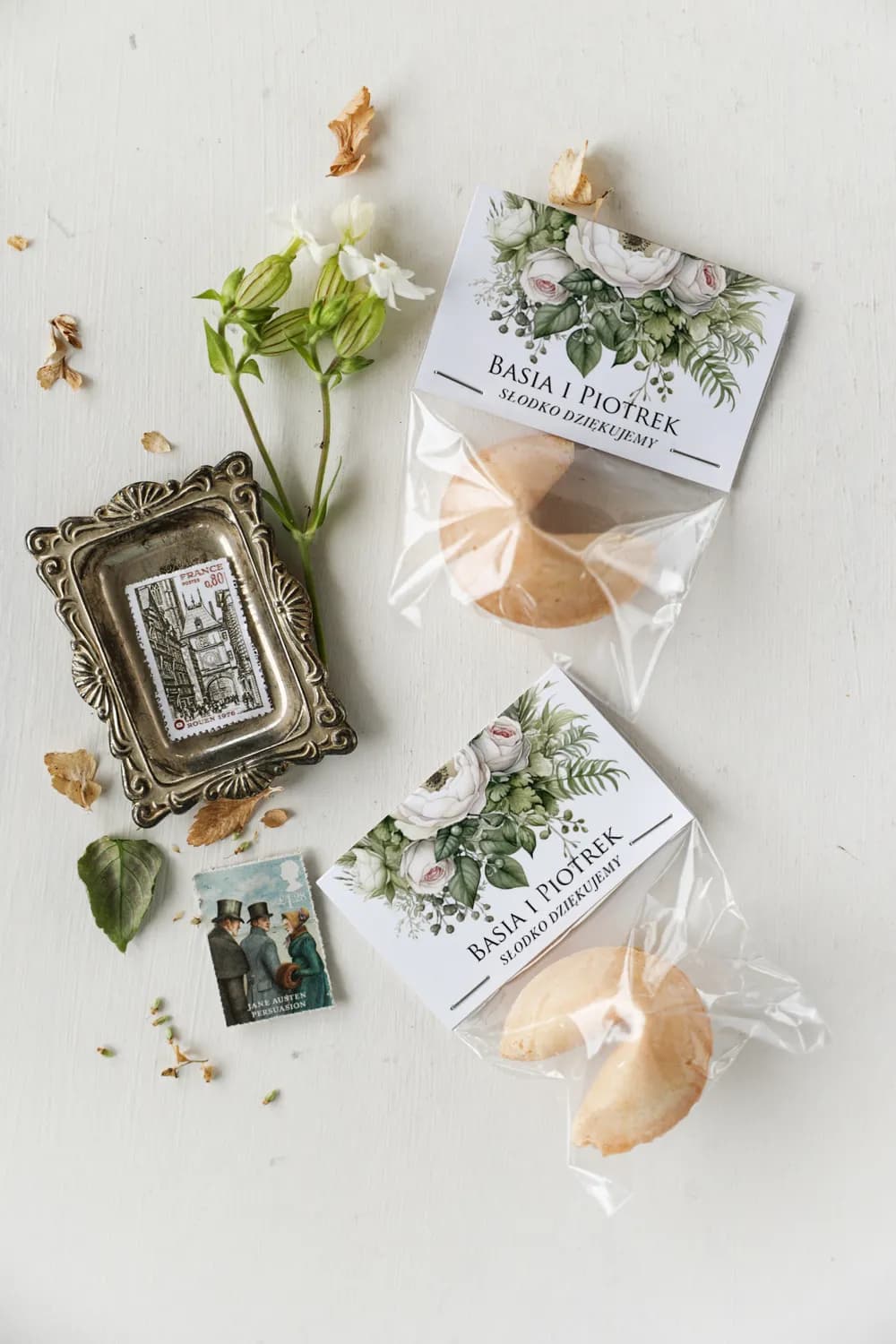 Personalized Autumn Flowers Fortune Cookie | Wedding Favours | Impresja No. 3