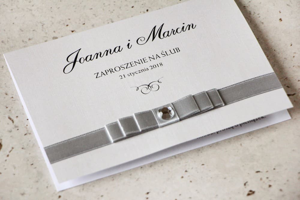 Détails de l'invitation Amaretto n°3 - Oxyde de Zirconium et Nœud Faire-part de mariage classique glamour avec triple nœud Amaretto n°3 Amelia Wedding