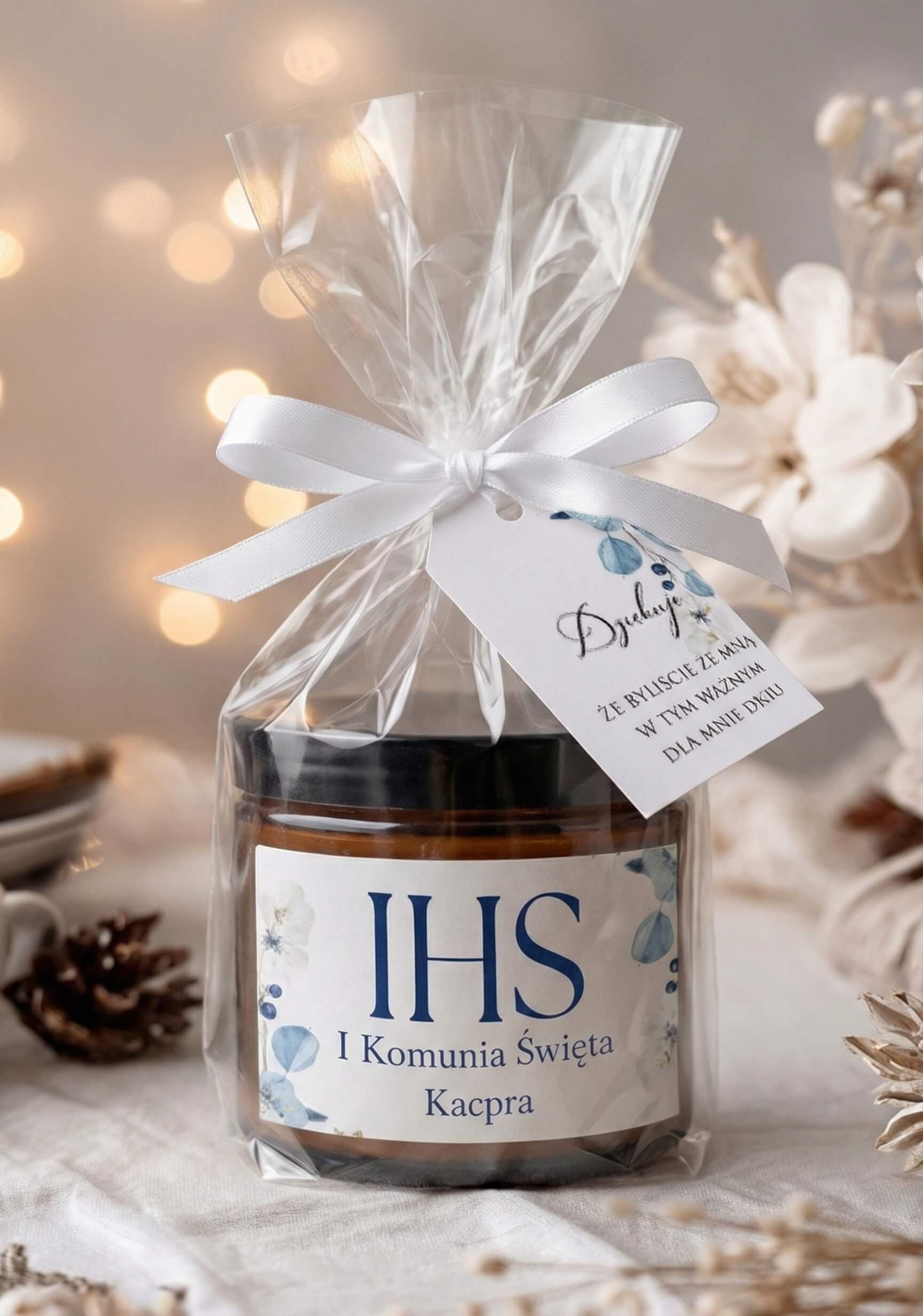 Lukrecja No. 5 Soy Candle – Blue Leaves Communion Favour