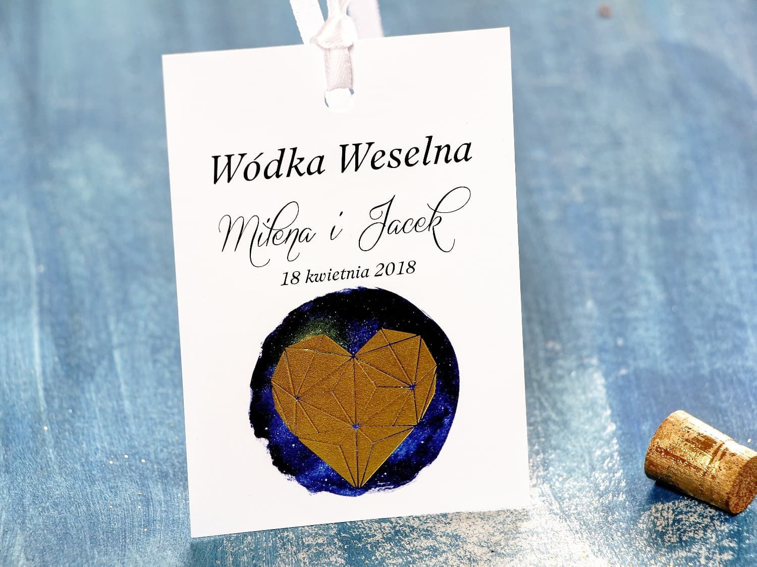 Flaschenanhänger Hochzeit Księżycowa Noc Nr. 1 – Goldene Anhänger für Hochzeitslikör