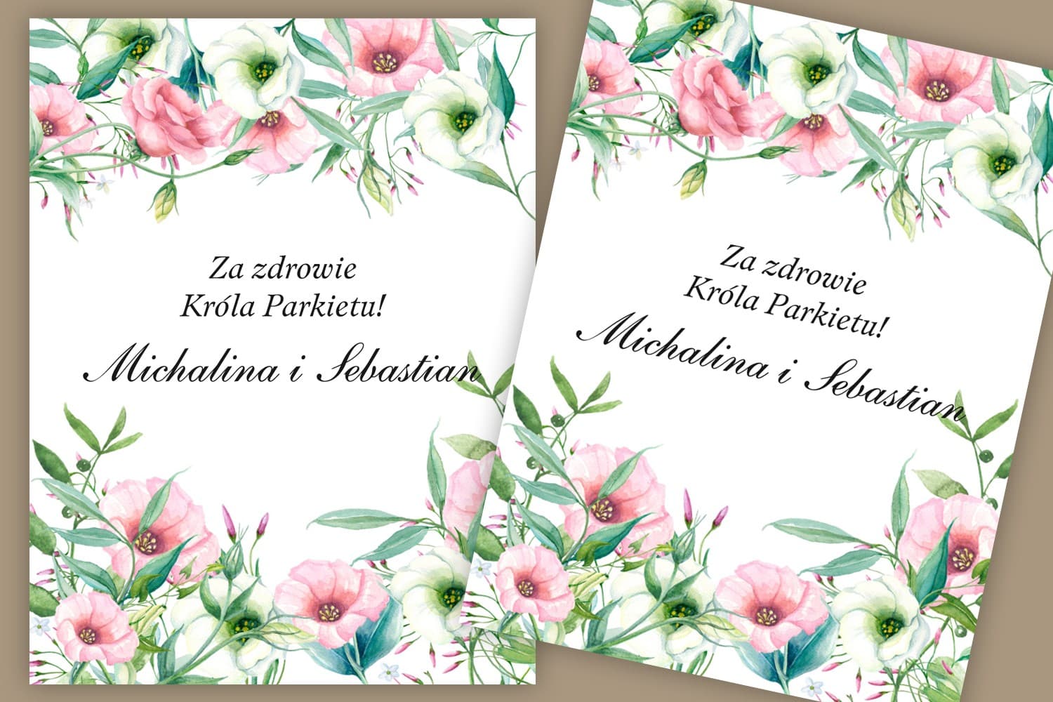 Hochzeits-Wodka-Etiketten mit Eustoma | Personalisierte Aufkleber für Hochzeitsalkohol | Sorento Nr. 8