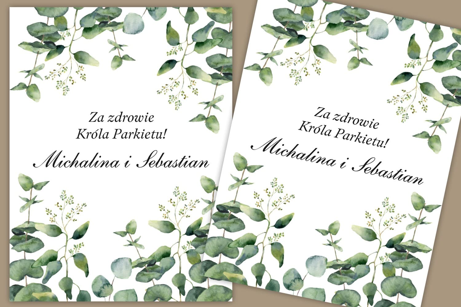 Hochzeits-Wodka-Etiketten mit Eukalyptus, Flaschenaufkleber | Personalisierte Hochzeitsetiketten | Sorento Nr. 9