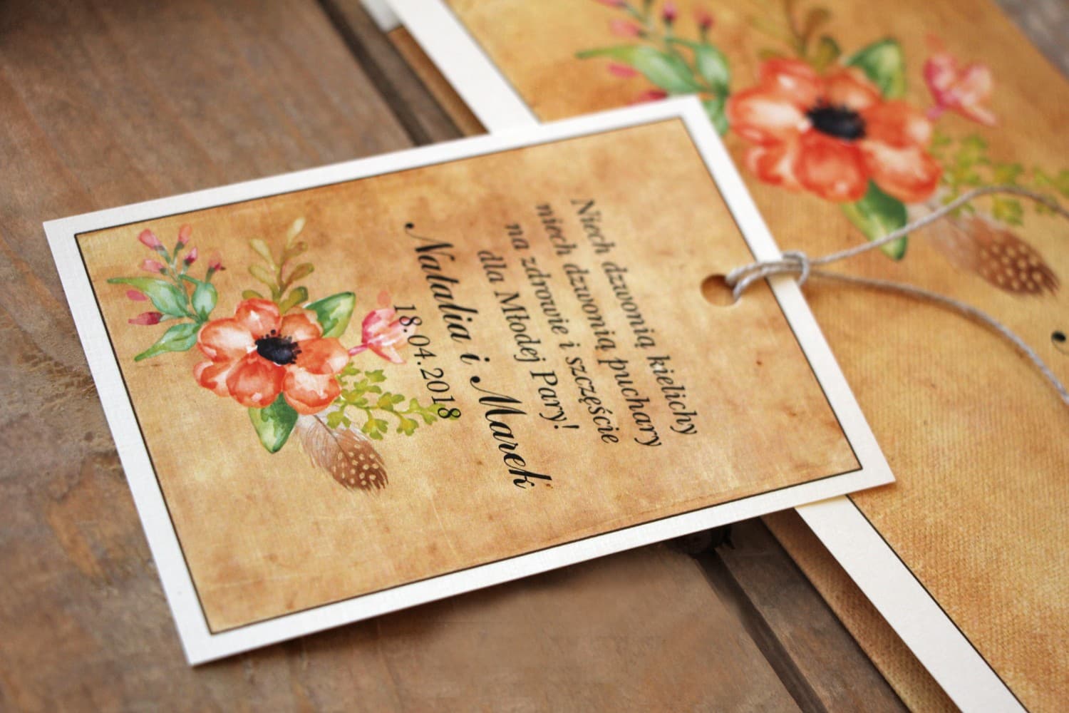 Rustic Wedding Favour Tags Boho Flowers | Personalized Bottle Labels | Caramel No. 4