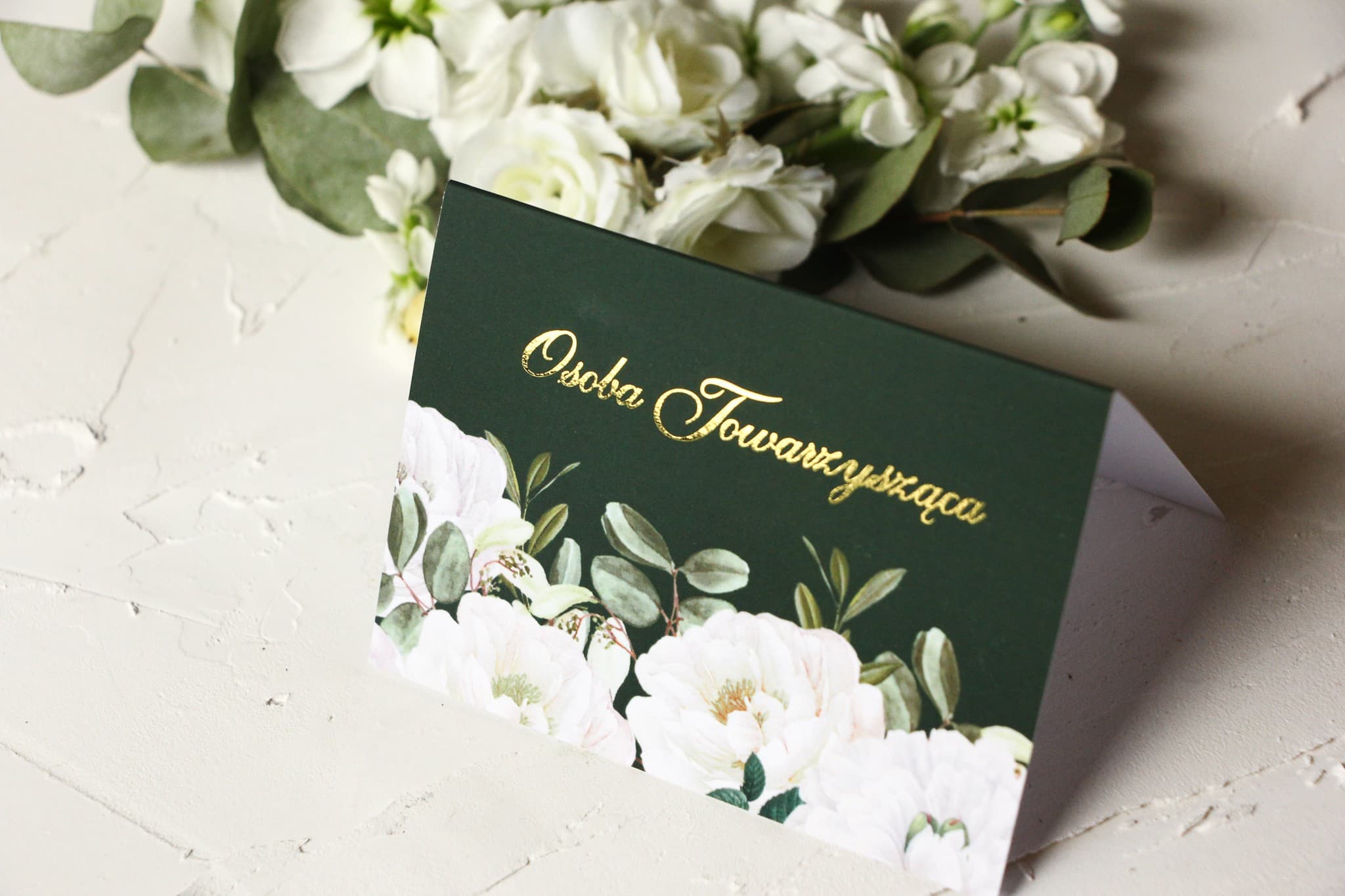 Szafirowe No. 3 Wedding Place Cards – Foiled Table Cards with Rose Motif