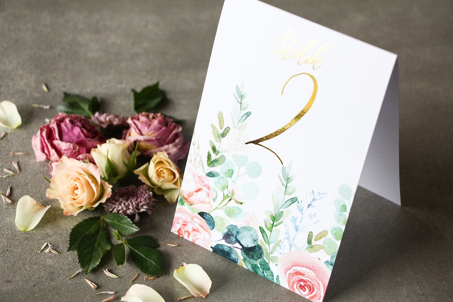 Rubin No. 2 Wedding Table Numbers – Glamour Style with Pink Peony