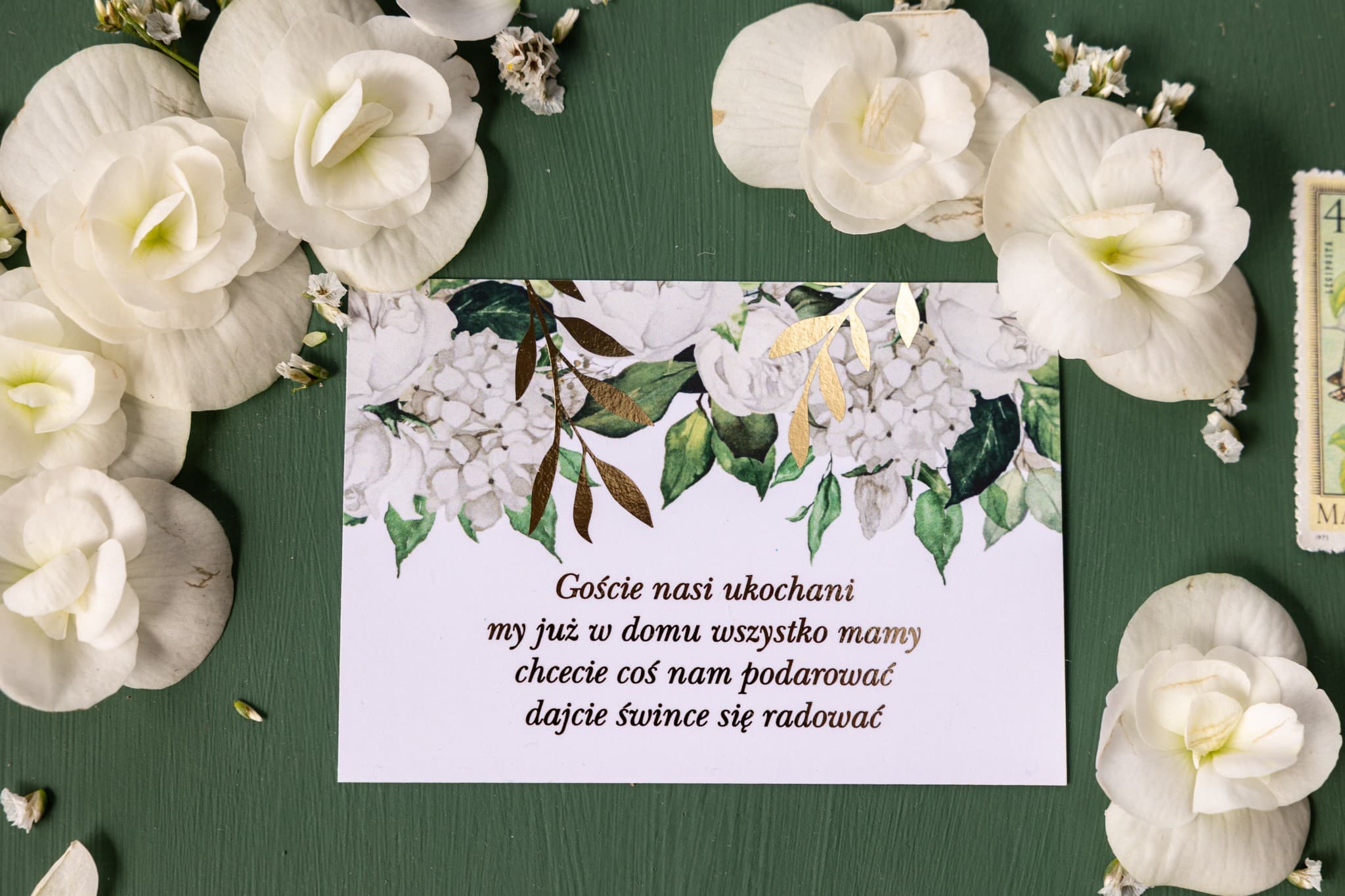 Vergoldete Beilagekarte Pfingstrosen | Zusatzkarte, Geschenkreime | Rubin Nr. 11