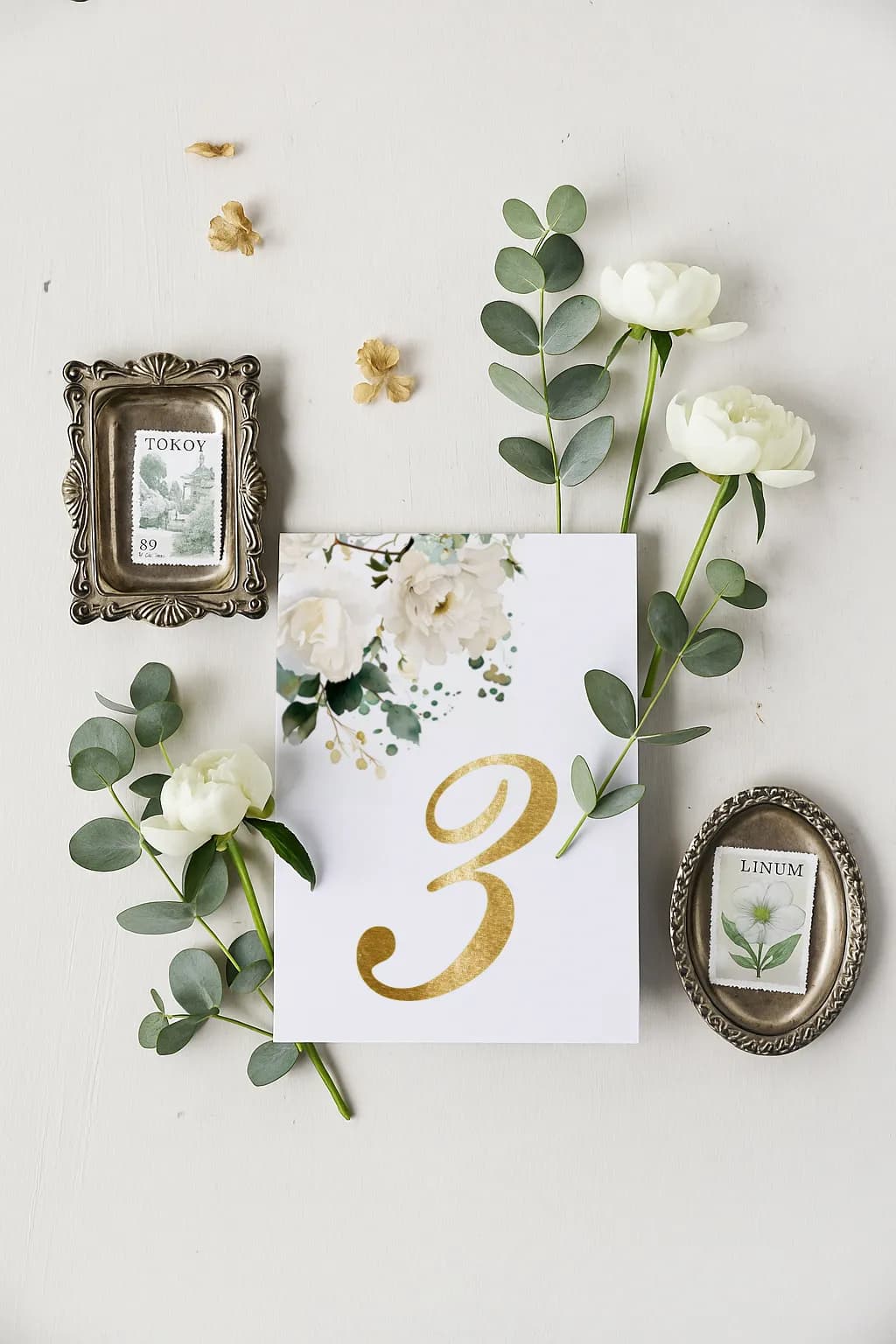 Foiled Eucalyptus Wedding Table Numbers – Ruskus No. 5