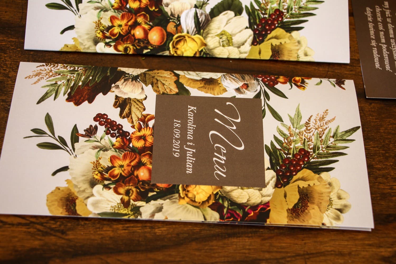 Botanical Vintage Folded Wedding Menu | Table Menu Card | Ethereal No. 1