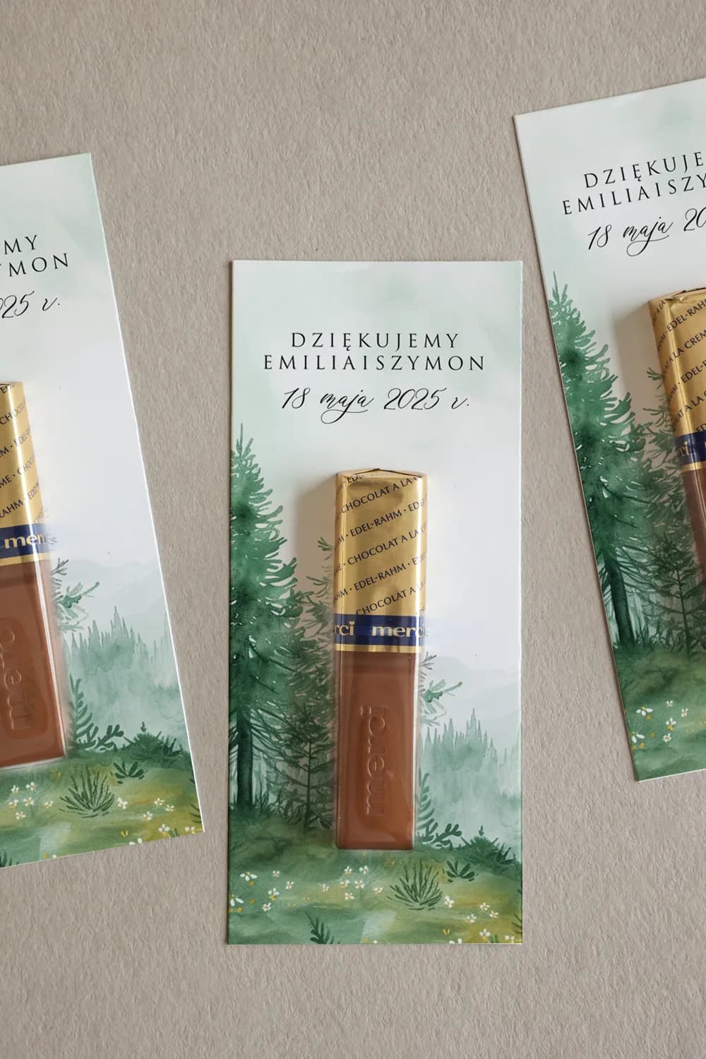 Forest Themed Merci Wedding Favours, Watercolor | Wedding Gifts for Guests | Impresja No. 8