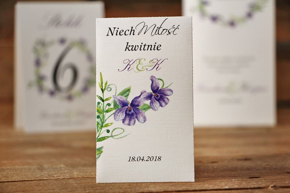 Forget-Me-Not Seeds in Personalized Pouch | Eco Wedding Favours with Violets | Watercolours No. 7