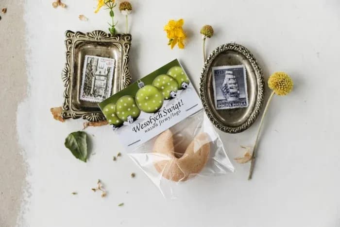 Christmas Fortune Cookies with Company Logo | Holiday Gifts for Clients | Green Baubles CZW18