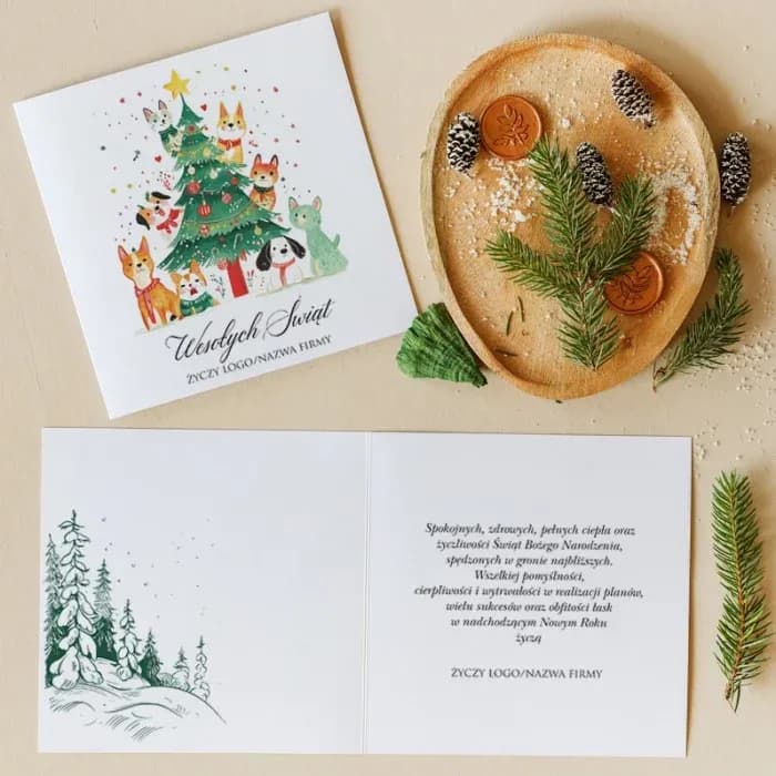 Corporate Christmas Cards with Dogs and Logo | Funny Business Holiday Cards | KZ1
