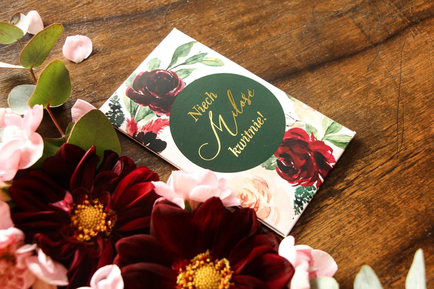 Vergissmeinnicht-Samen mit Pfingstrosen | Gastgeschenke Hochzeit Elegant & Vergoldet | Soreli Nr. 2