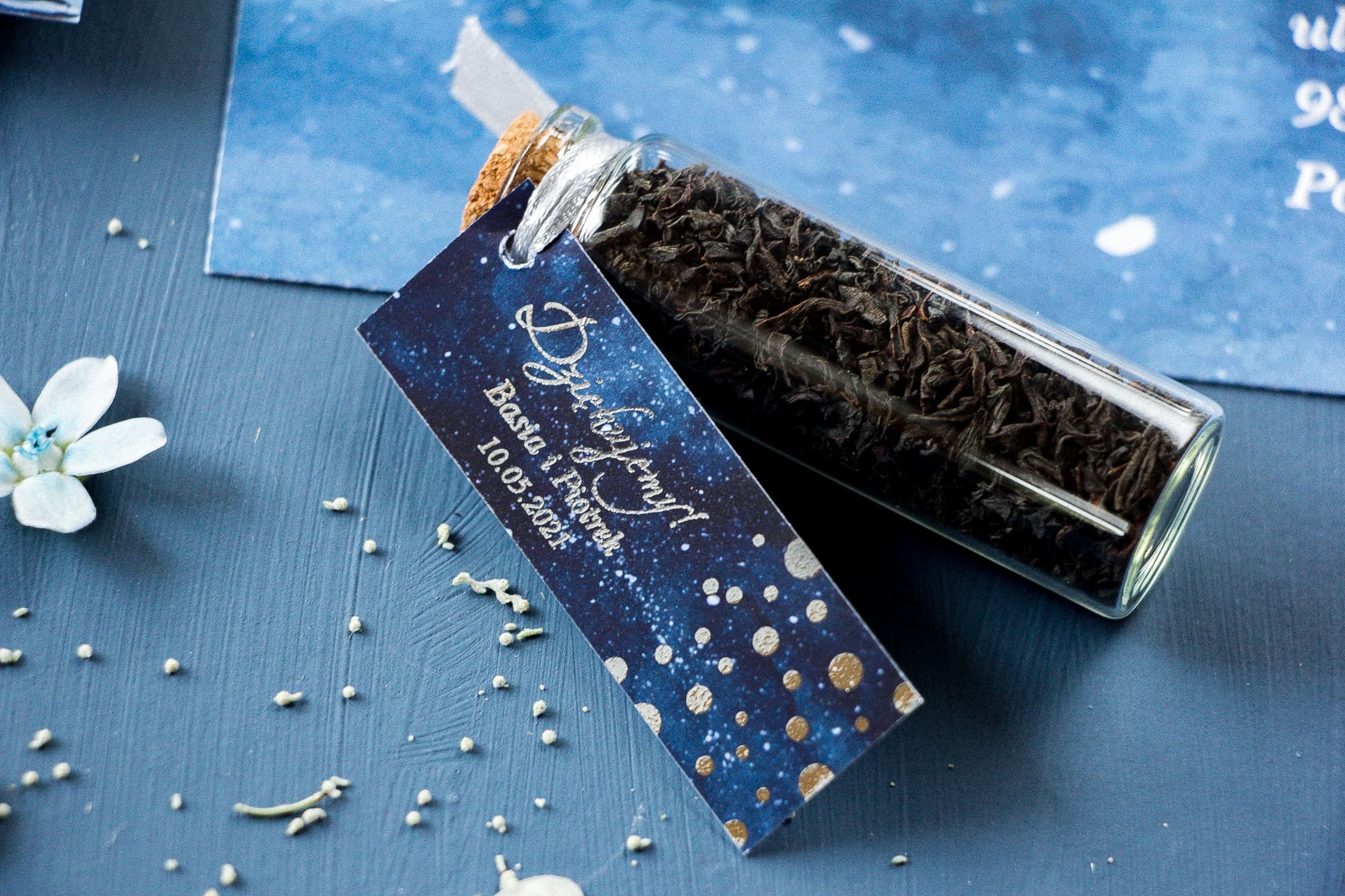 Tee im Fläschchen mit Silberprägung, Gastgeschenke Glamour | Hochzeitspräsente | Pastelowe Nr. 6