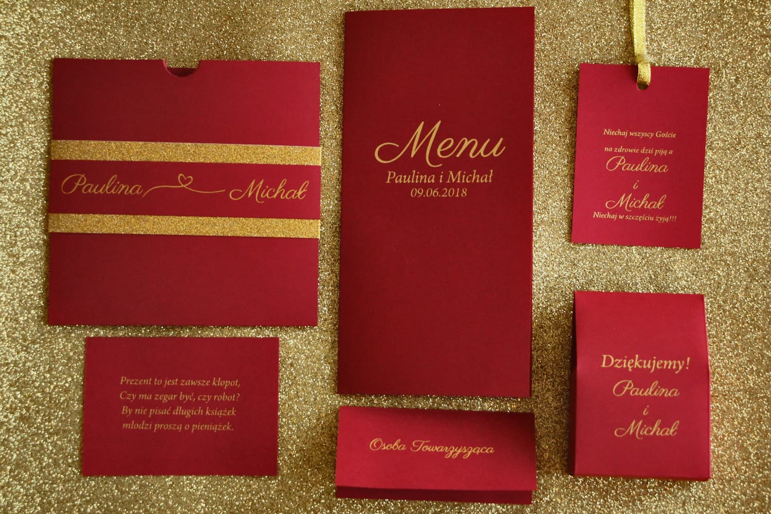 Wedding Invitation, Place Card, Menu Samples | Glamour Wedding Stationery Set | Glamour No. 2