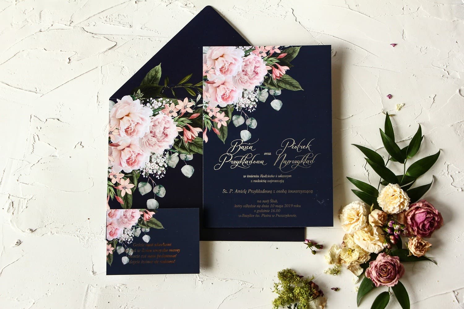 Glamour Peony Wedding Invitation Sample | Pastelowe No. 3