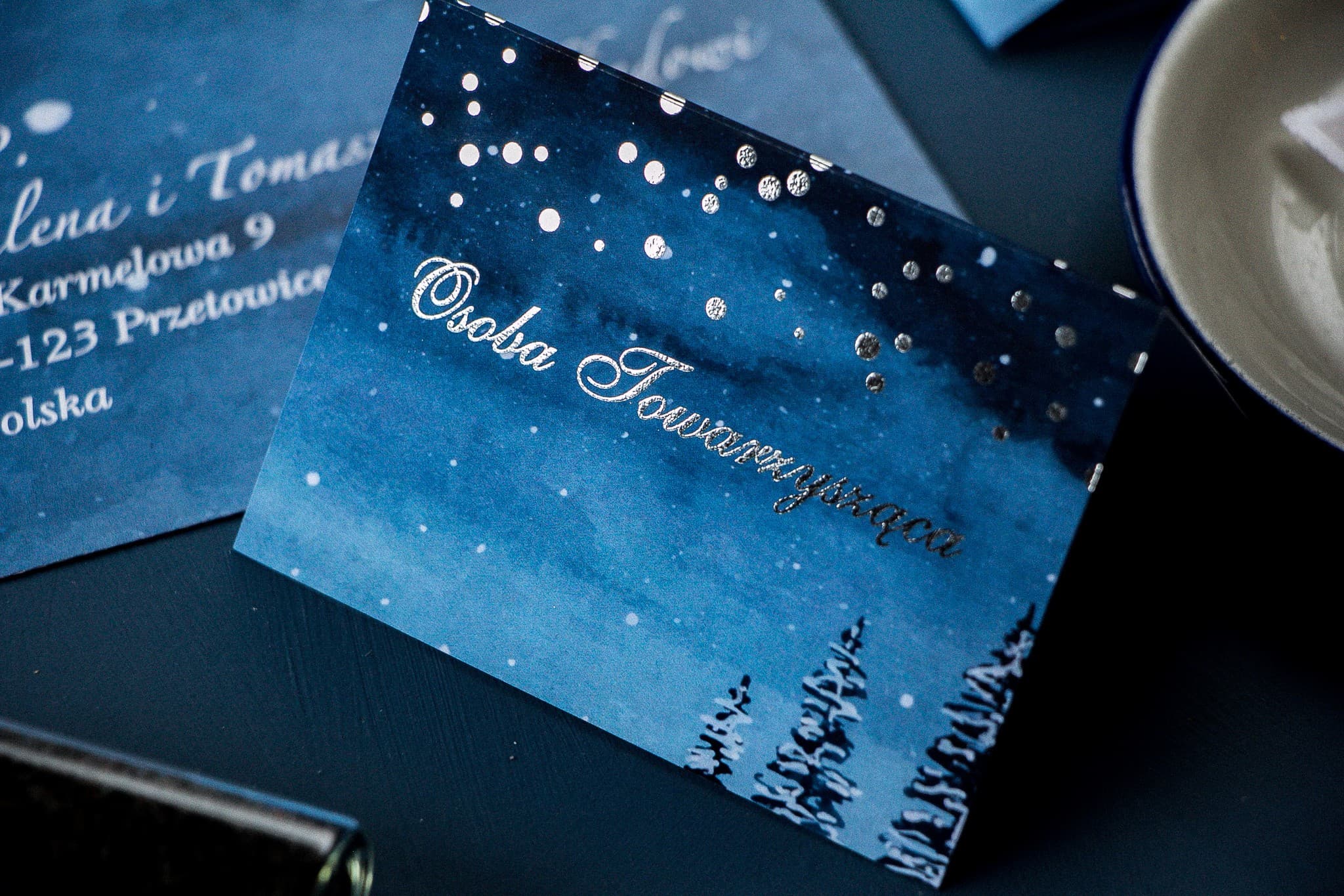 Pastel Wedding Place Cards No. 6 – Silver Foiled Table Cards in Glamour Style