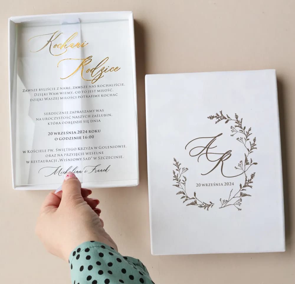 Glass Wedding Thank You for Parents with Gold Foiling in Velvet Box – Ruscus No. 2