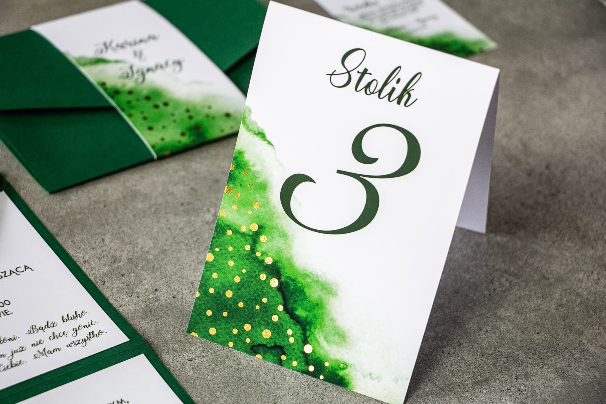Elegant Green Wedding Table Numbers Gold Foil | Glamour Table Numbering | Bakarto No. 4
