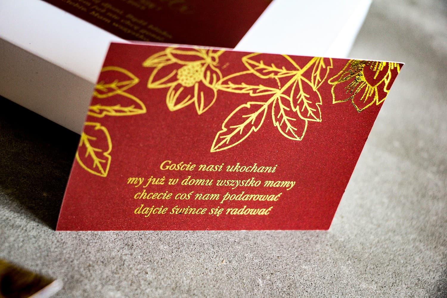 Elegant Gold Foiled Burgundy Insert | Glamour Wedding Invitation Card | Szafir Design 3