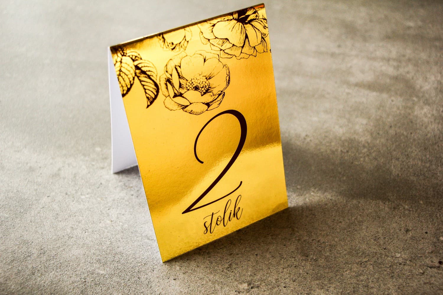 Gold Foiled Wedding Table Numbers with Burgundy Rose | Elegant Glamour Table Decor | Brilant No. 4