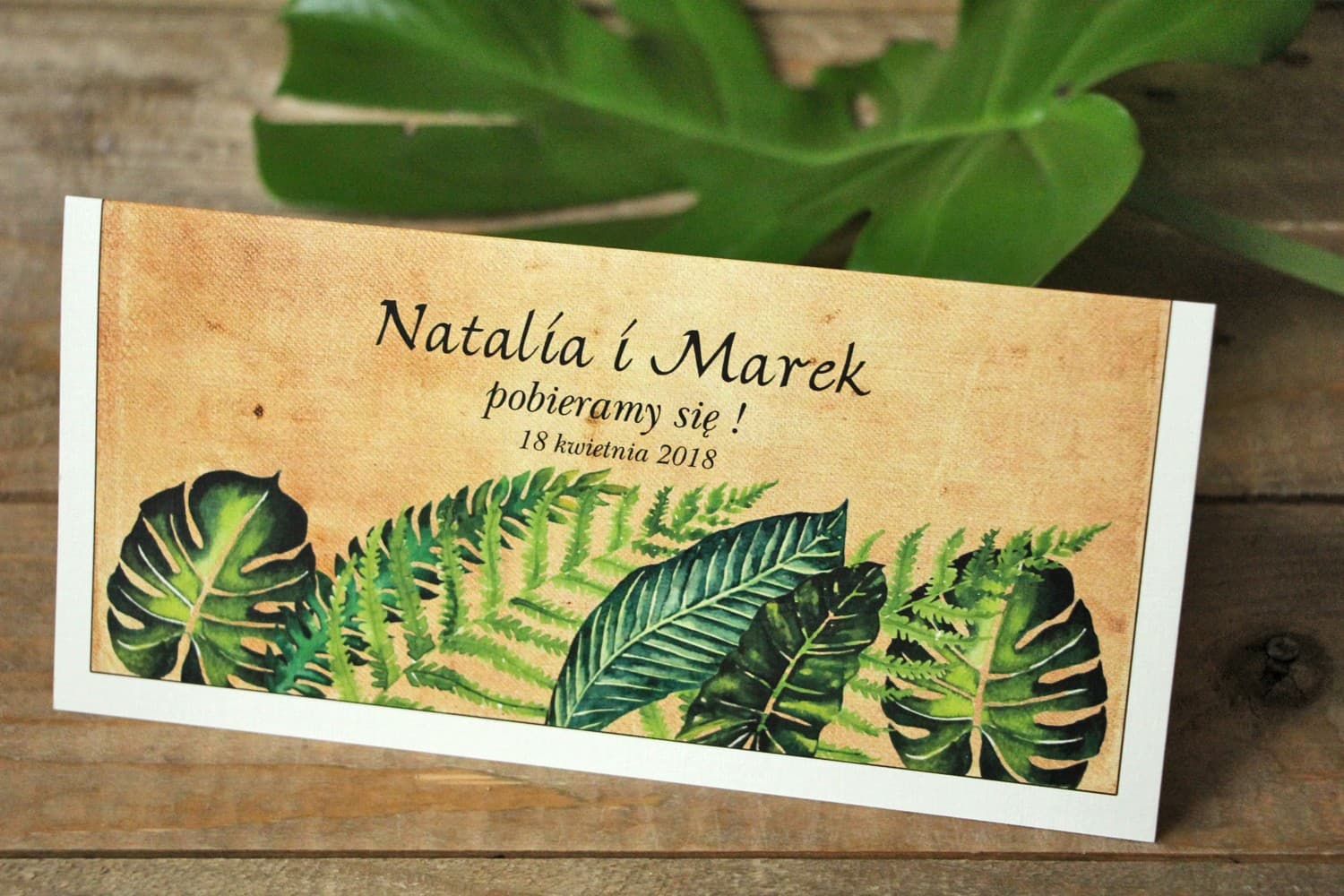 Rustic Greenery Wedding Invitation with Forest Fern – Karmelowe No. 5