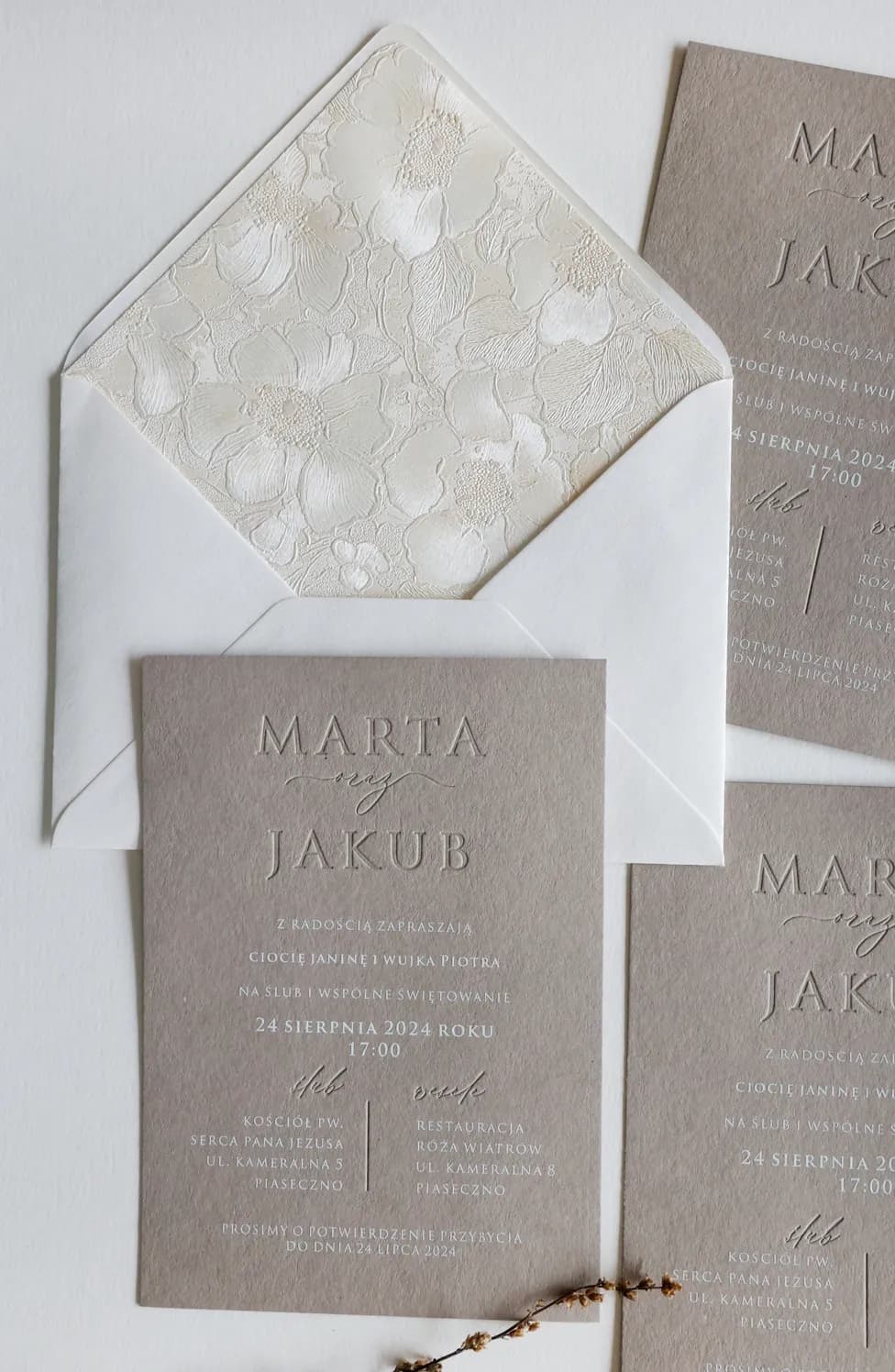Karmen No. 7 Letterpress Wedding Invitations – Grey Eco Paper