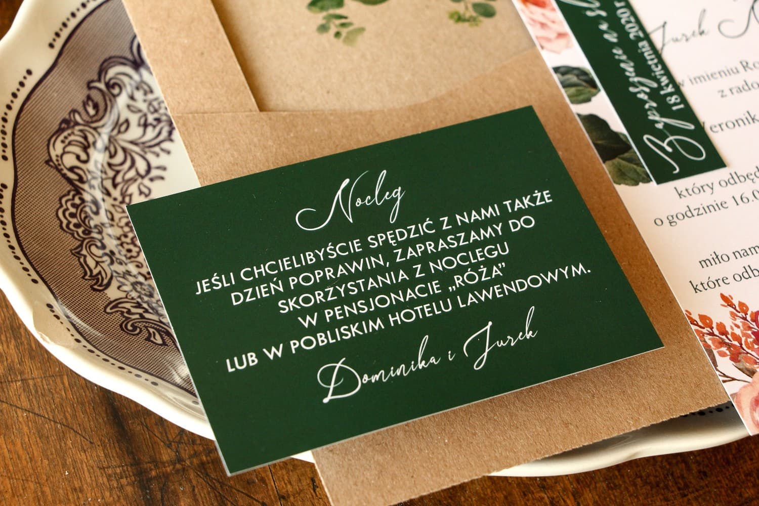 Grüne Informationskarten für Einladungen, RSVP-Karten | Elegante Hochzeitsdetails | Delize Nr. 3