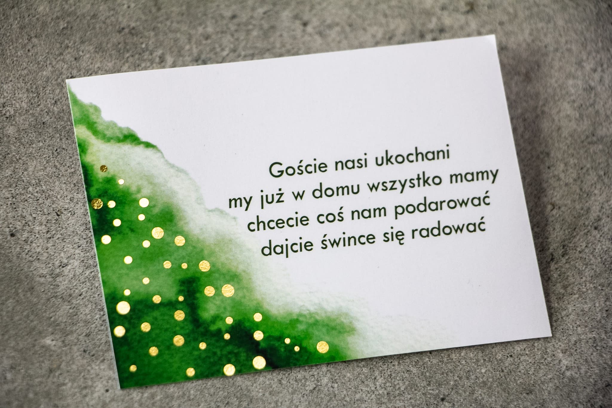 Grüne Zusatzkarte mit Goldpunkten, RSVP-Einleger | Zubehör für Hochzeitseinladungen | Bakarto Nr. 4