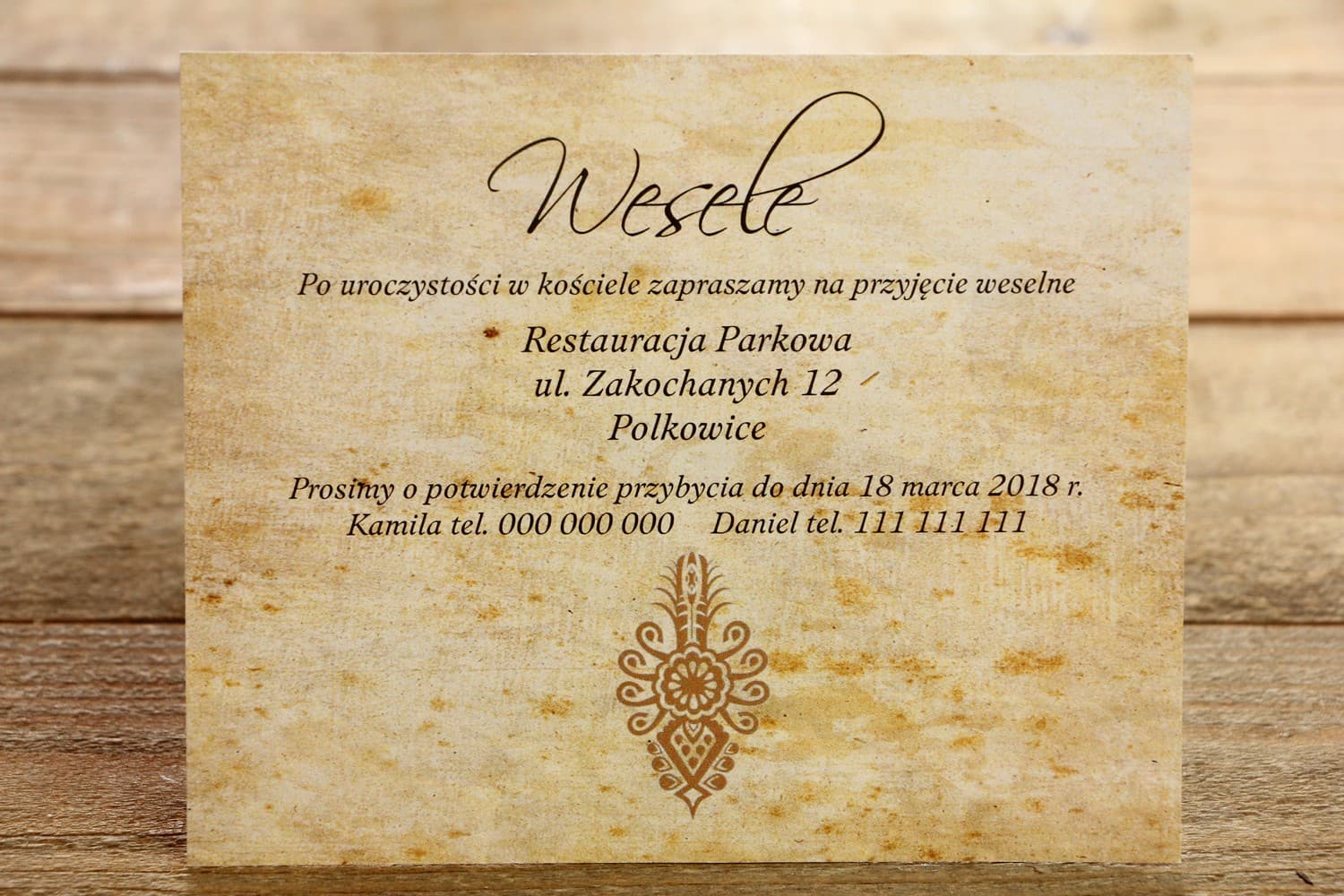 Highlander Wedding Invitation Cards with Parzenica | Folk Style Inserts | Folk No. 6