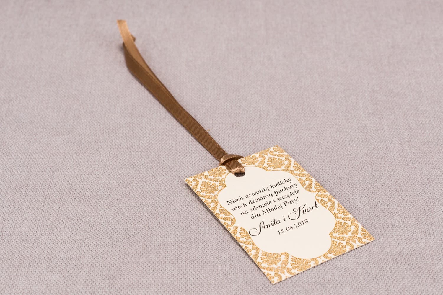 Elegante Flaschenanhänger für die Hochzeit mit Ornament | Personalisierte Anhänger für Alkohol | Madras Nr. 7