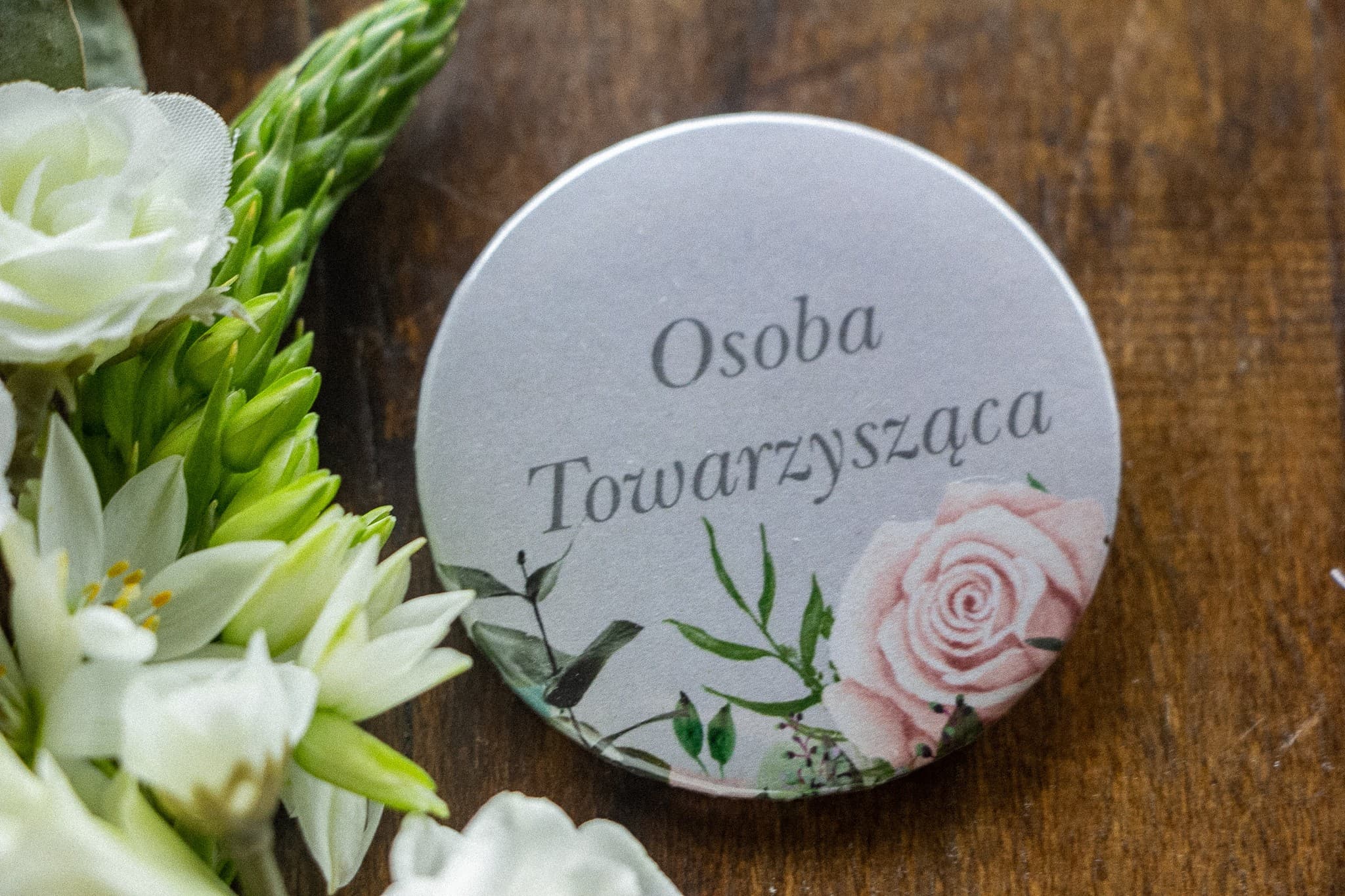 Buttons mit Rosen Gastgeschenke | Personalisierte Hochzeitsbuttons | Kollektion Eteryczne Nr. 5