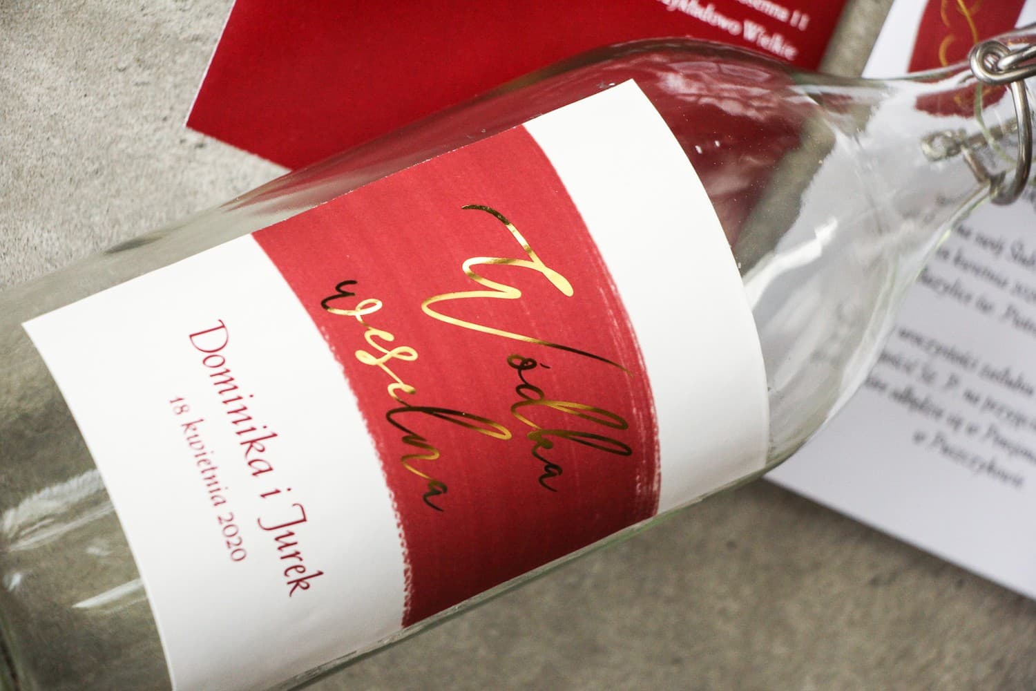 Vergoldete Etiketten für Hochzeitswodka Aquarell | Personalisierte Aufkleber für Alkohol Bordeaux | Verte Nr. 1