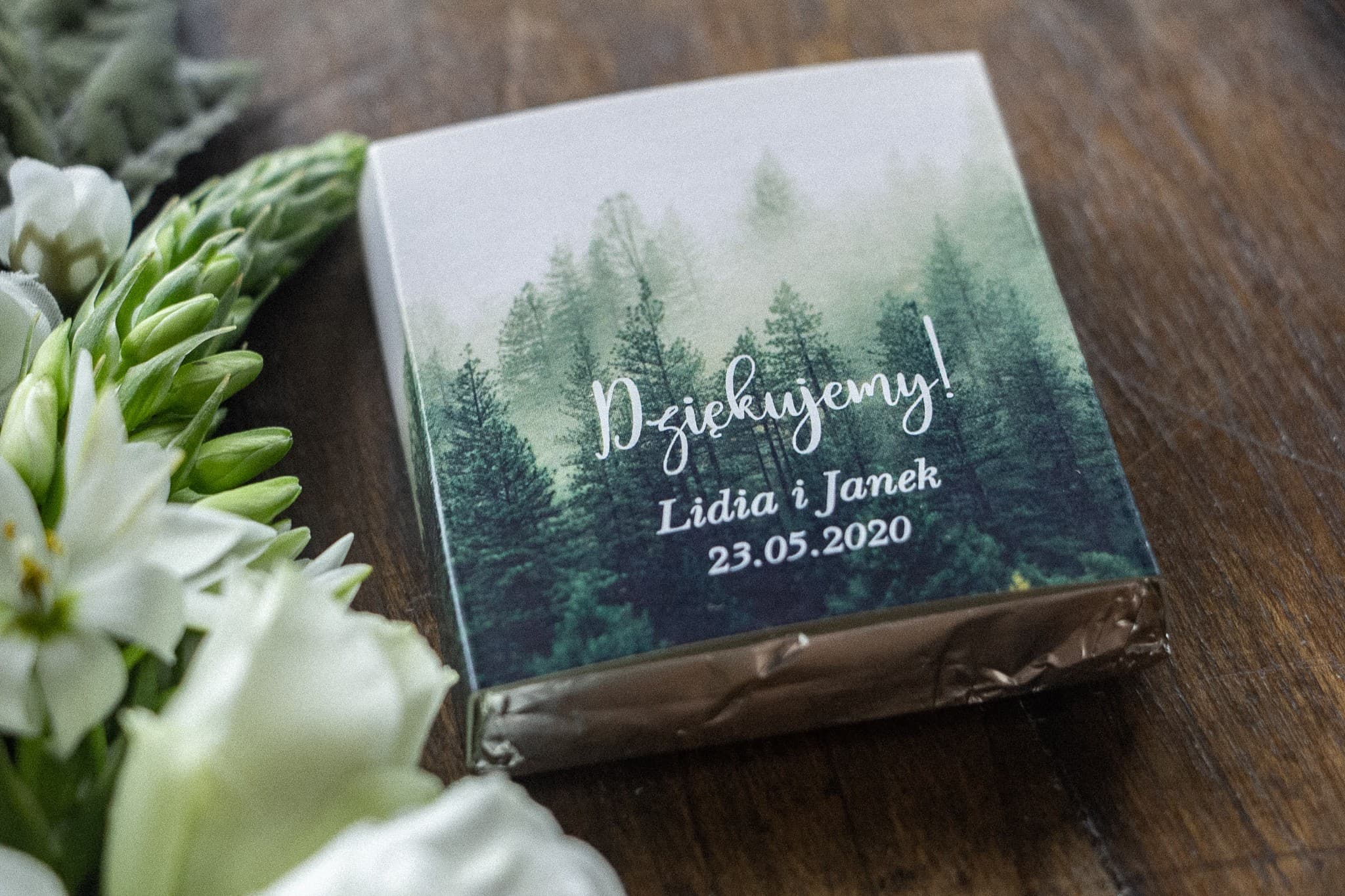 Hochzeits-Schokolade Waldmotiv | Personalisierte Gastgeschenke | Eteryczne Nr. 6