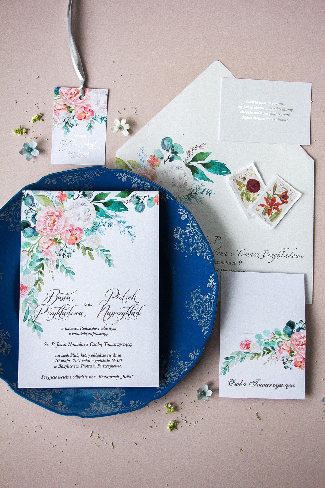 Pastellfarbene Hochzeitseinladungen Nr. 8 – Versilberte Pfingstrosen