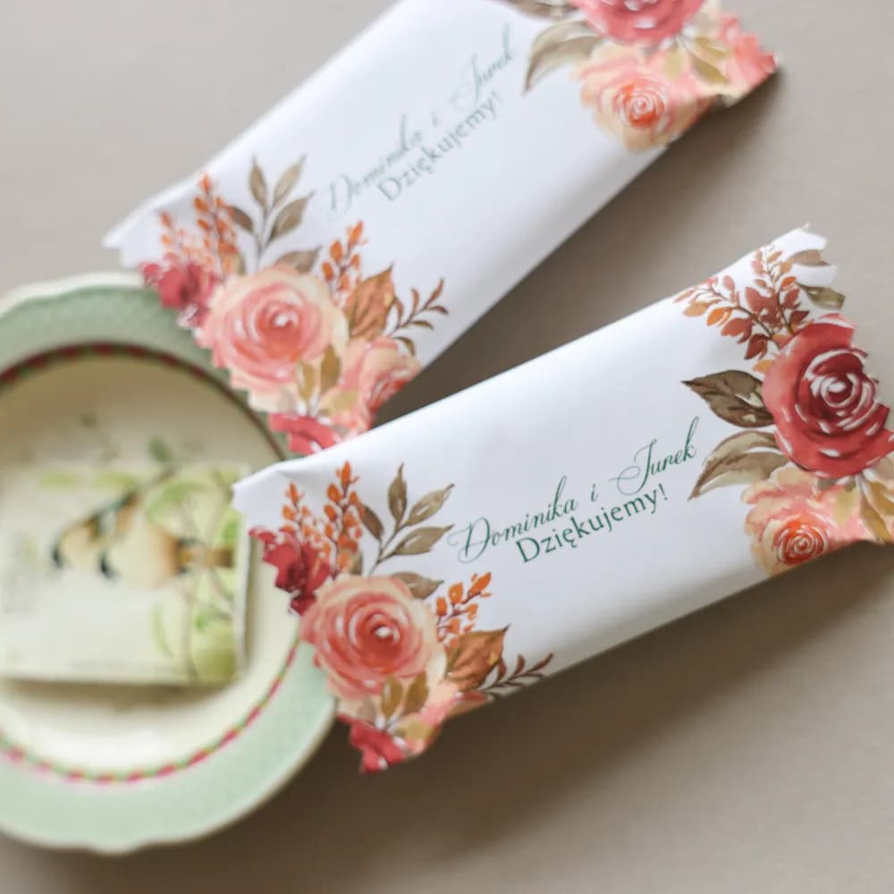 Schokoladen-Gastgeschenke mit Blumenmuster | Personalisierte Hochzeitsgeschenke | Delize Nr. 3