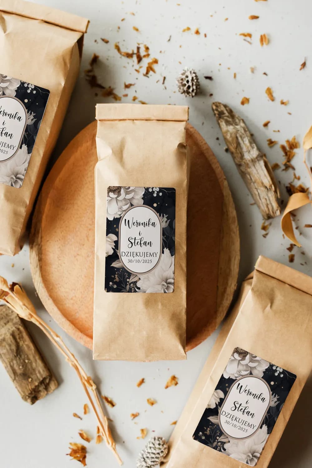 Personalisierter Tee im Kraftpapierbeutel | Gastgeschenke zur Hochzeit, Hochzeitspräsent | Impresja Nr. 17