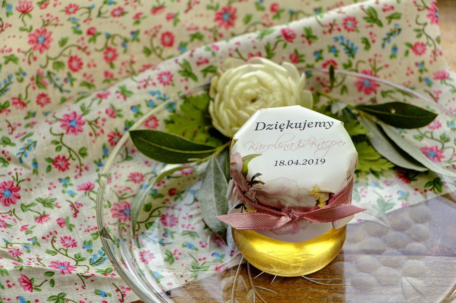 Polish Honey Jar Watercolours No. 8 – Sweet Wedding Favours with Rose Motif