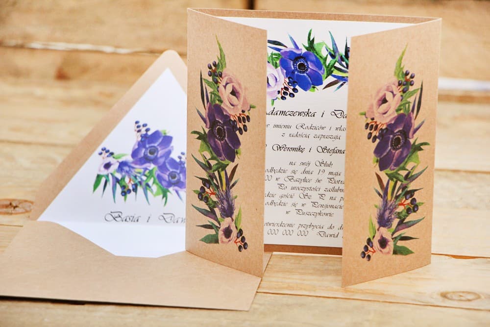 Invitaciones de Boda Forestales con Anémonas – Frutos del Bosque nº 4