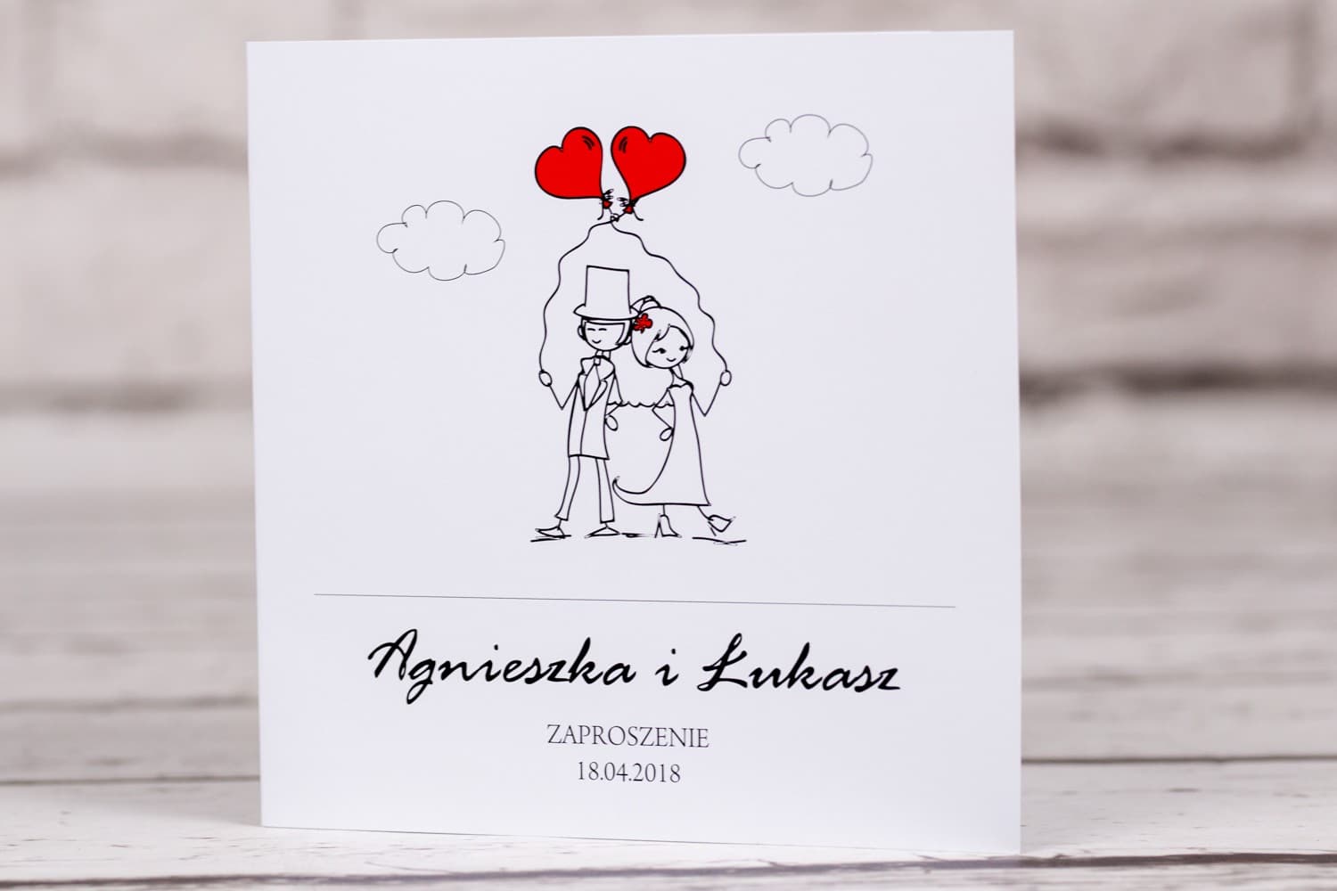 Invitaciones de boda con divertido dibujo de novios y globos Bueno nº 6