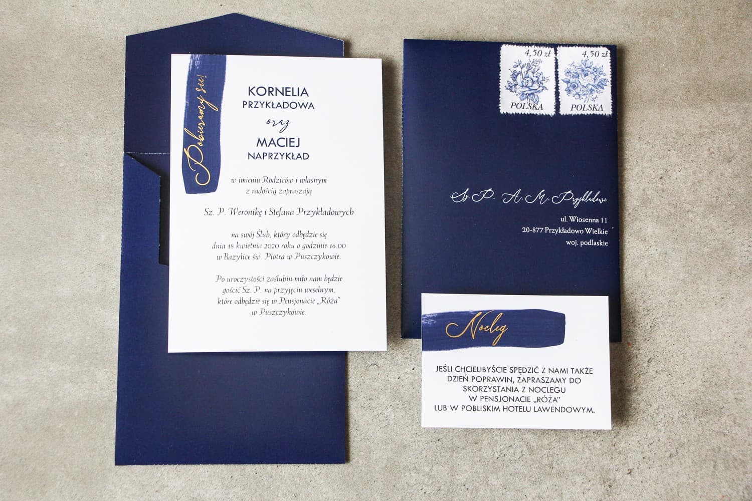 Invitaciones de boda azul marino estilo glamour con elegante dorado – Verte n.º 3