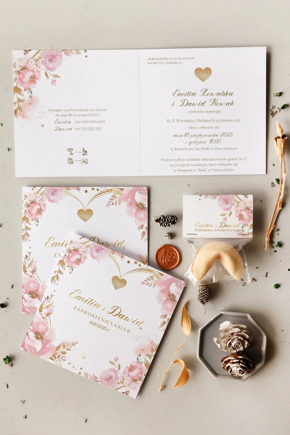Invitaciones de Boda Cejla nº 9 – Flores en Acuarela y Rosa Empolvado