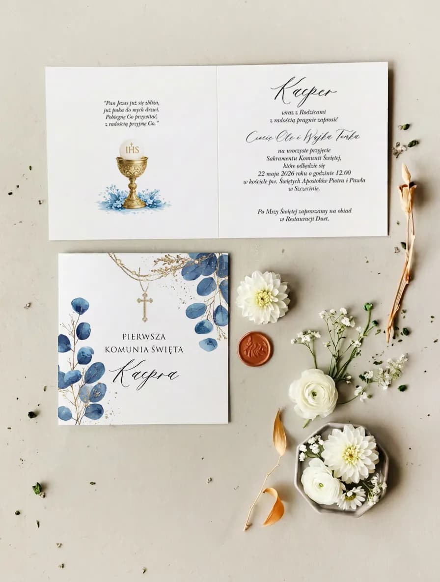 Intérieur Invitation Communion Moderne IHS Intérieur de l'invitation de communion avec texte et calice IHS, style moderne