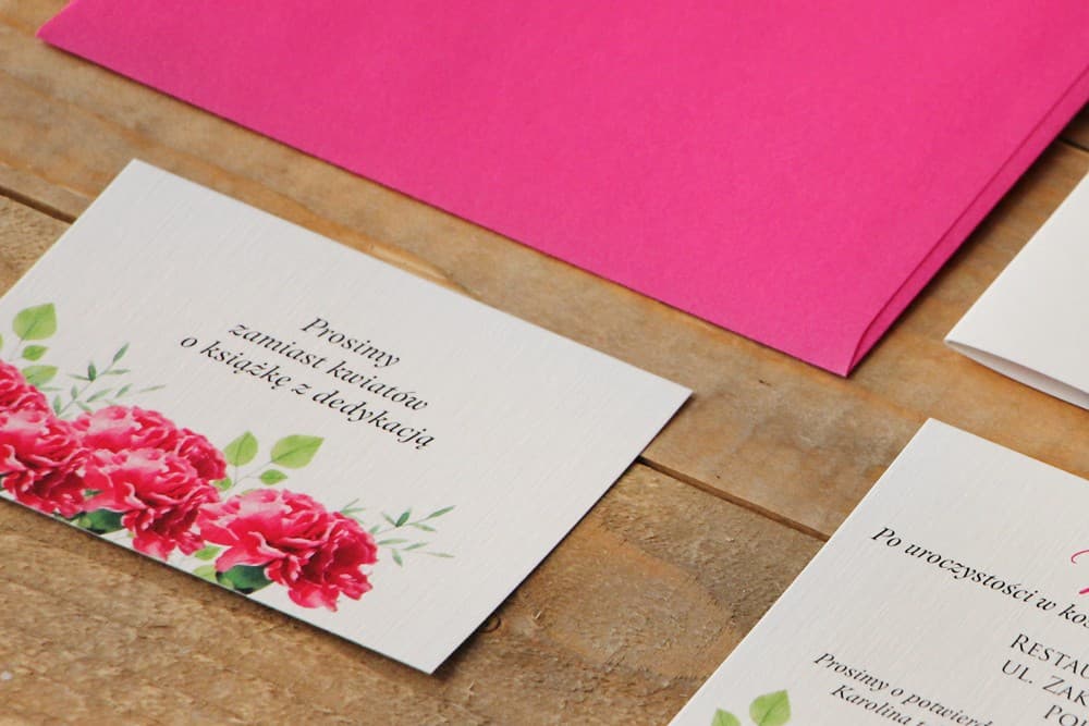 Pink Carnation Watercolour Insert Card | Wedding Invitation RSVP, Info Card | Watercolours No. 18