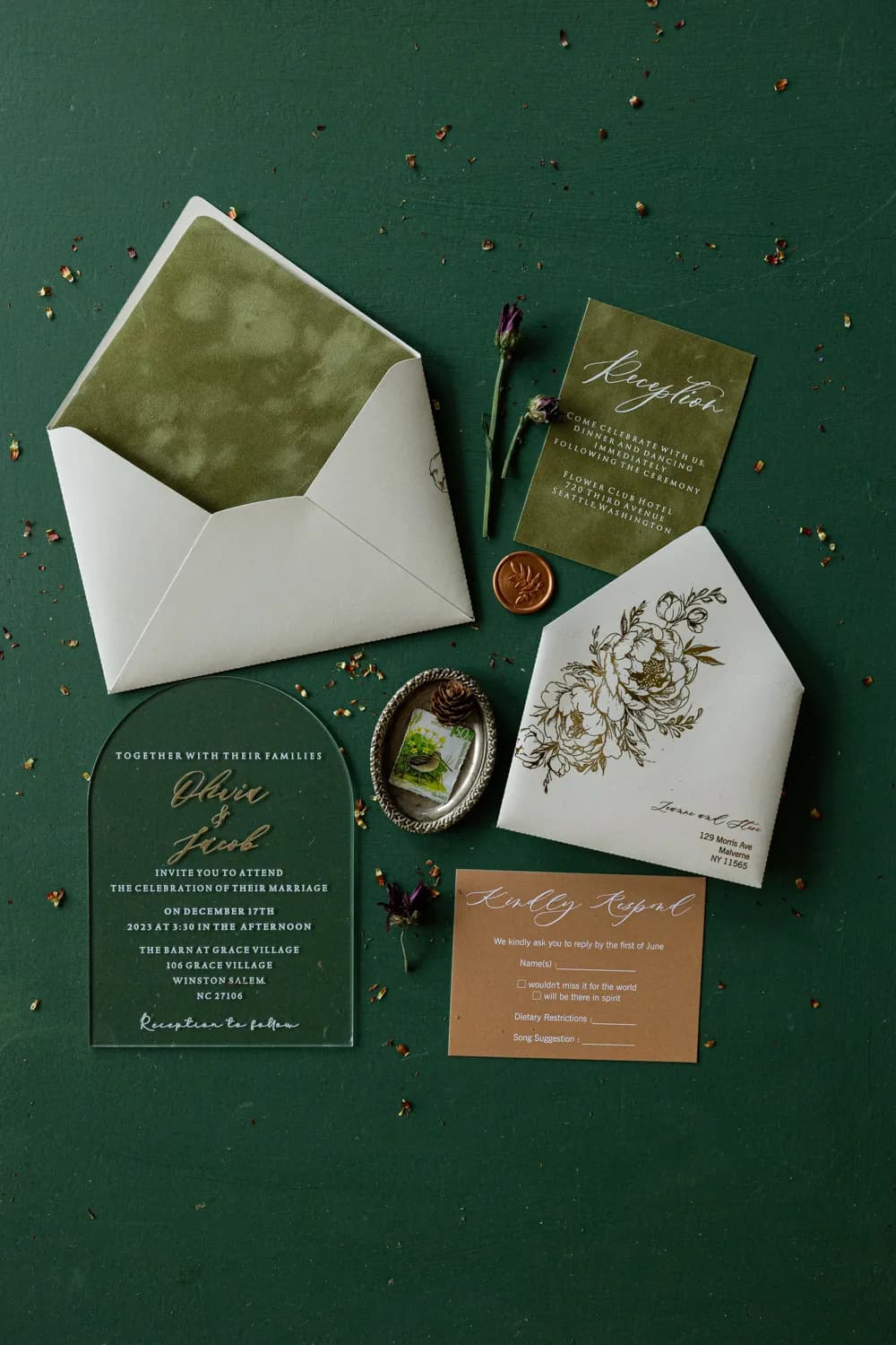 Invitations de mariage plexiglas arche dorure Faire-part de mariage transparent arche inscriptions dorées Amelia Wedding