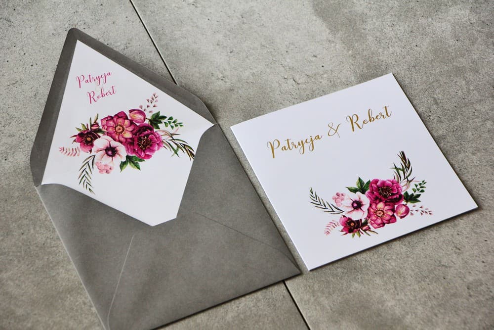 Inviti di matrimonio dorati boho - Cykade n. 5 Inviti matrimonio dorati Cykade n. 5 anemoni viola Amelia Wedding