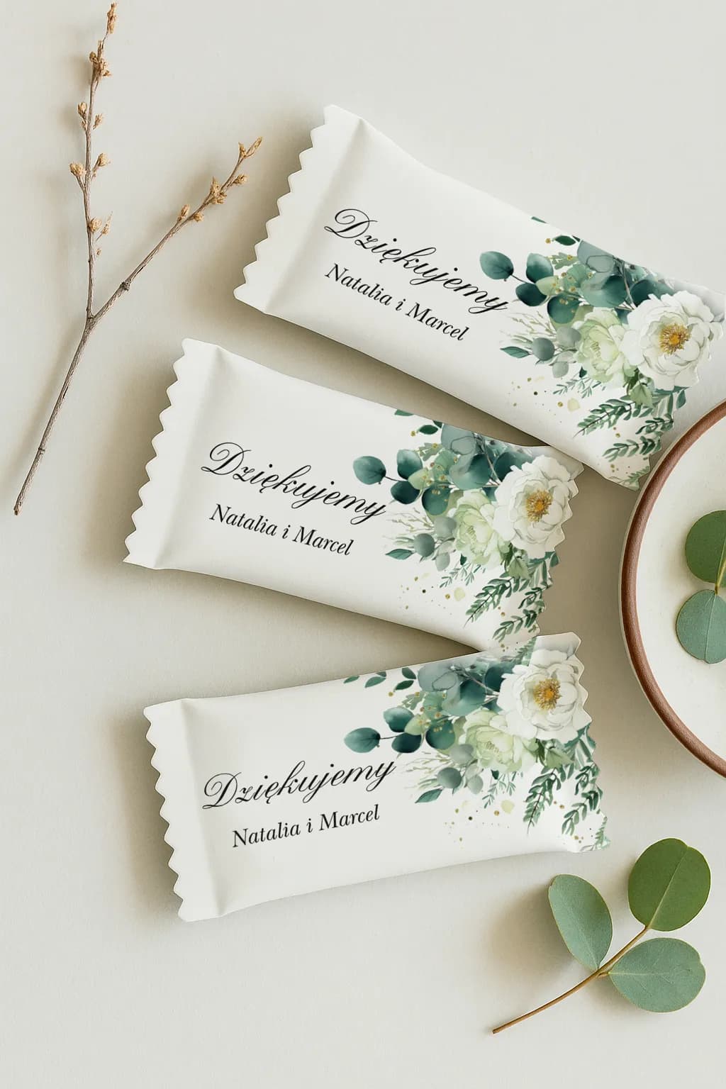 Krówki mit Eukalyptus, Personalisierte Gastgeschenke | Botanische Hochzeitskrówki | Impresja Nr. 9