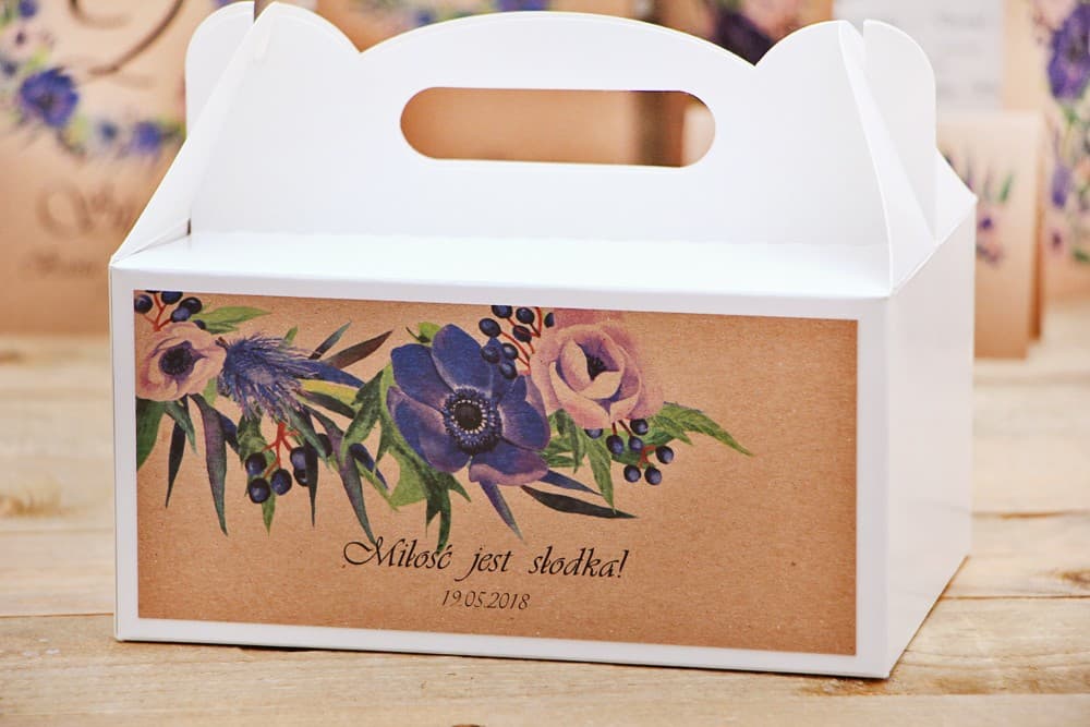 Elegante Tortenschachteln mit Waldbeeren-Motiv | Personalisierte Kuchenboxen für Gäste | Owoce Leśne Nr. 4